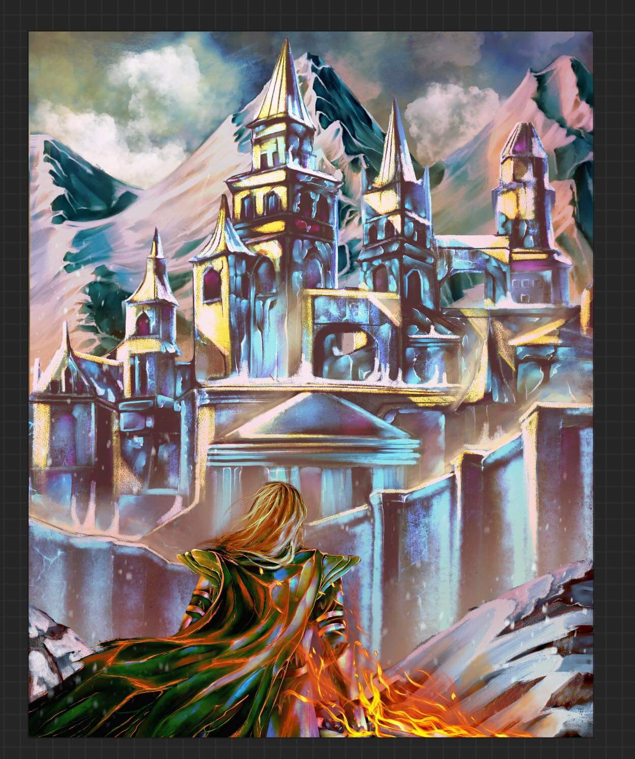 Ryan Foster before the Frozen Palace, flames in hand
