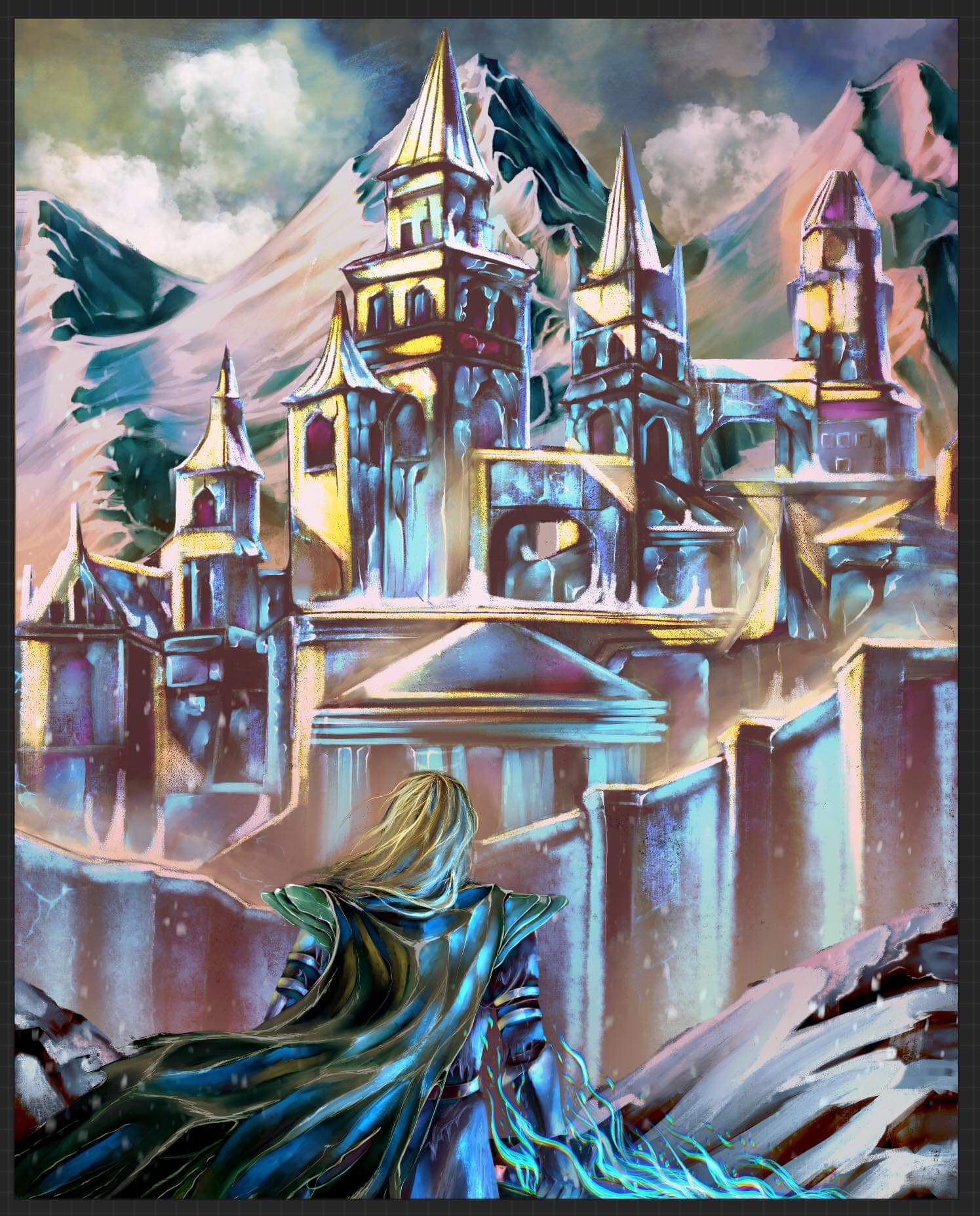 Ryan Foster before the Frozen Palace with blue lightning